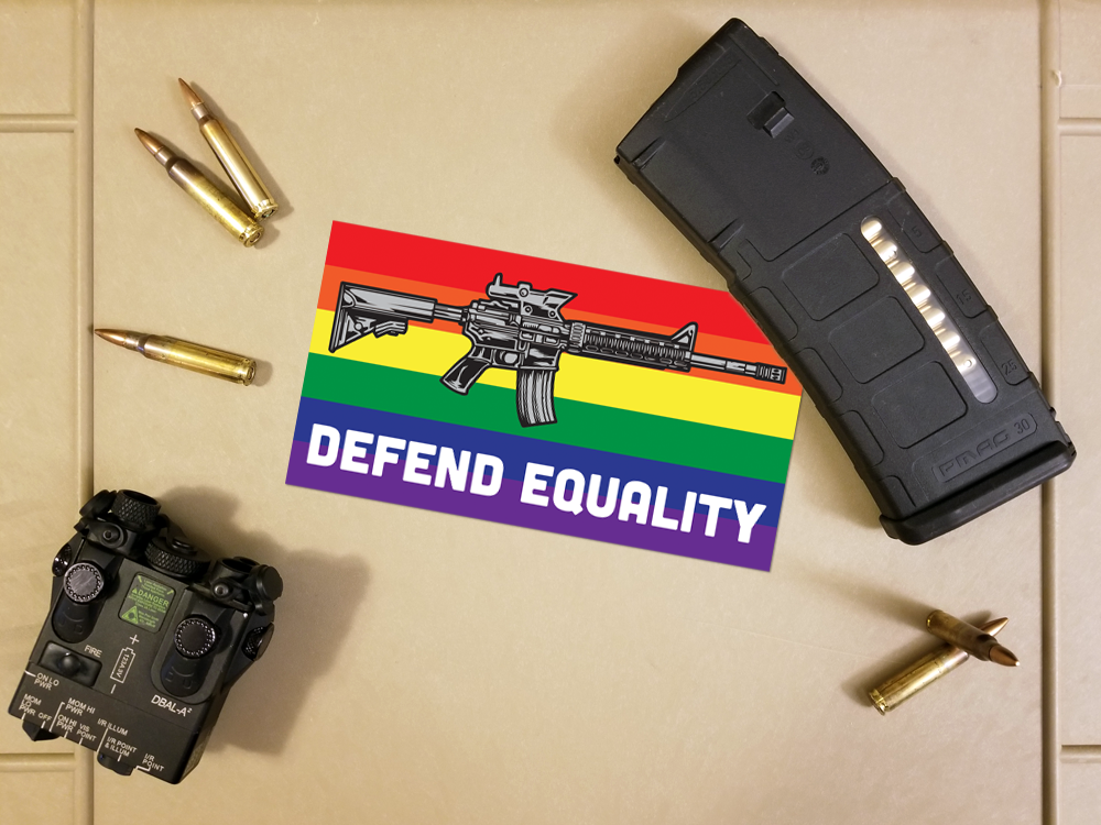 Defend Equality Pride with Detailed Rifle Sticker - The OG